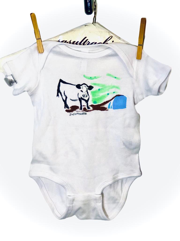 Cow Print Onesie - White