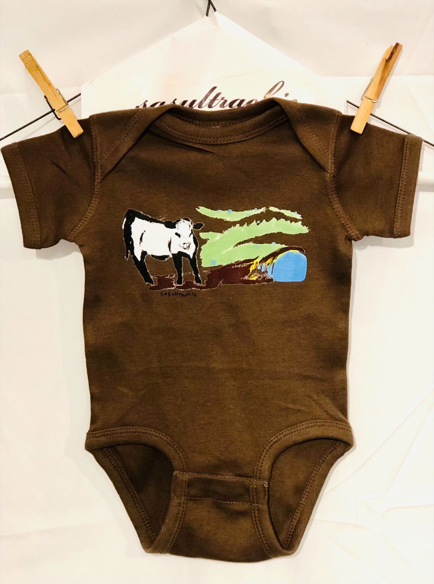 Cow Print Onesie - Brown