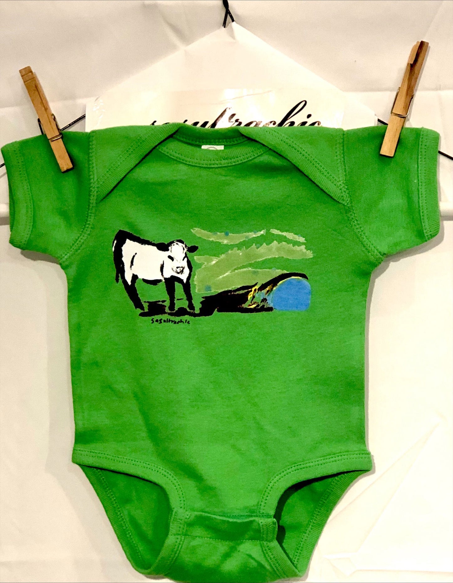 Cow Print Onesie - Bright Green