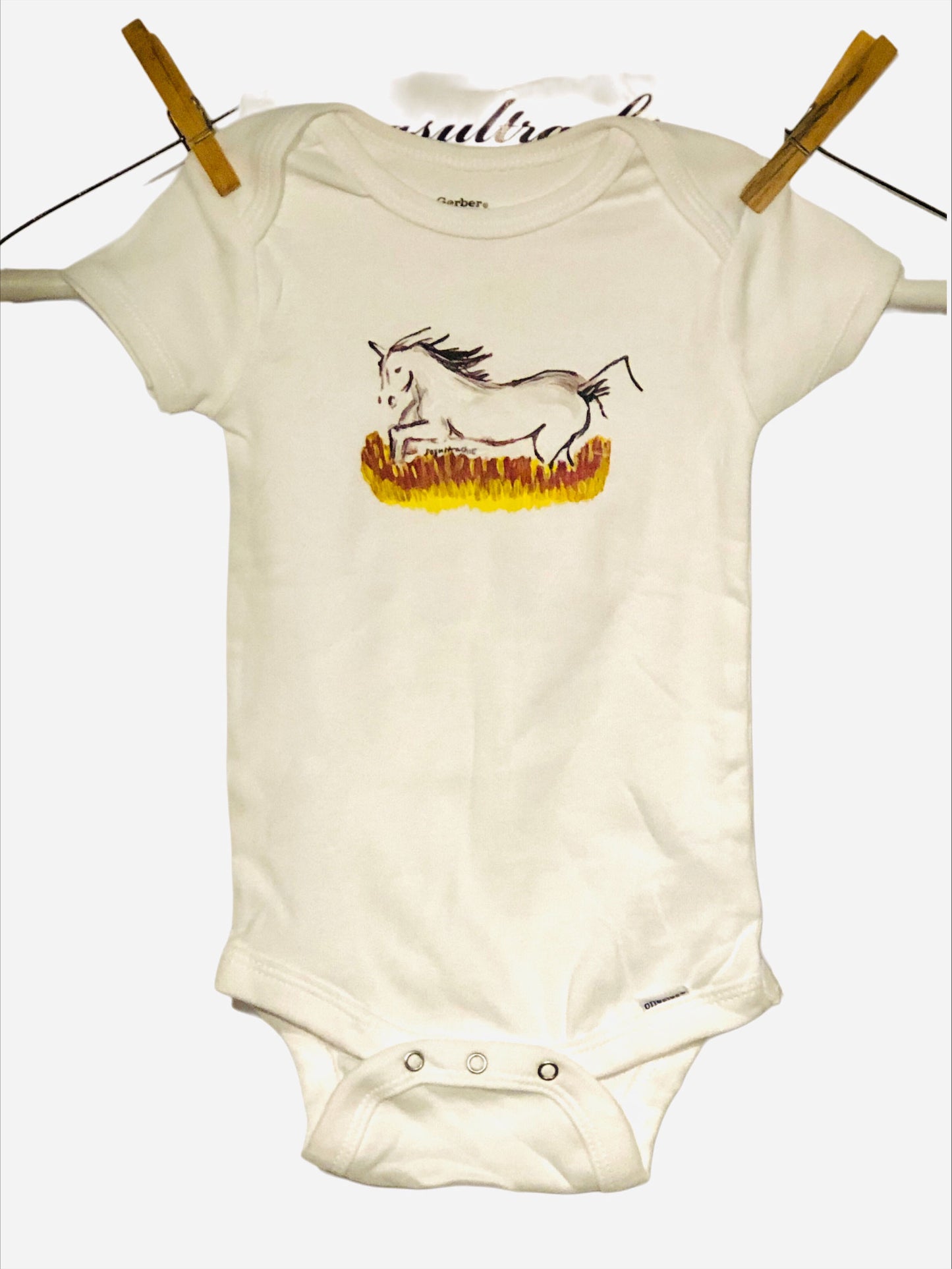 Horse Gold Mane & Tail Onesie - White