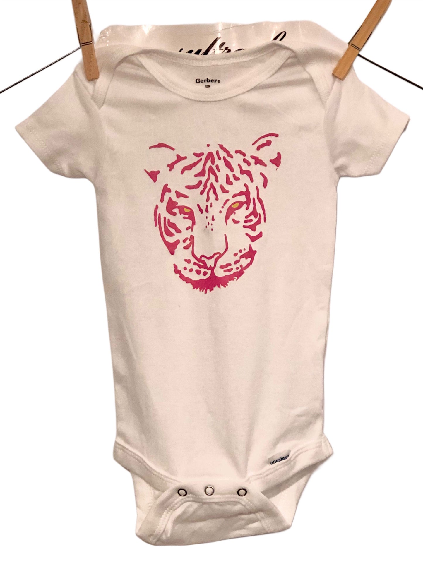 Pink Tiger Onesie - White