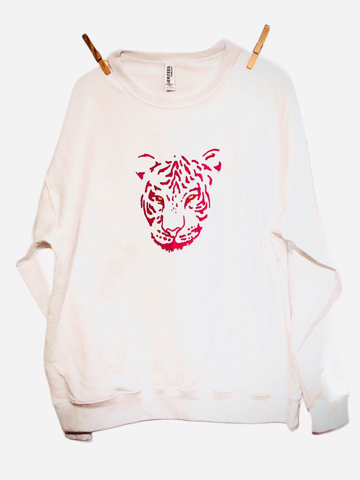Pink Tiger Adult Sweatshirt - White