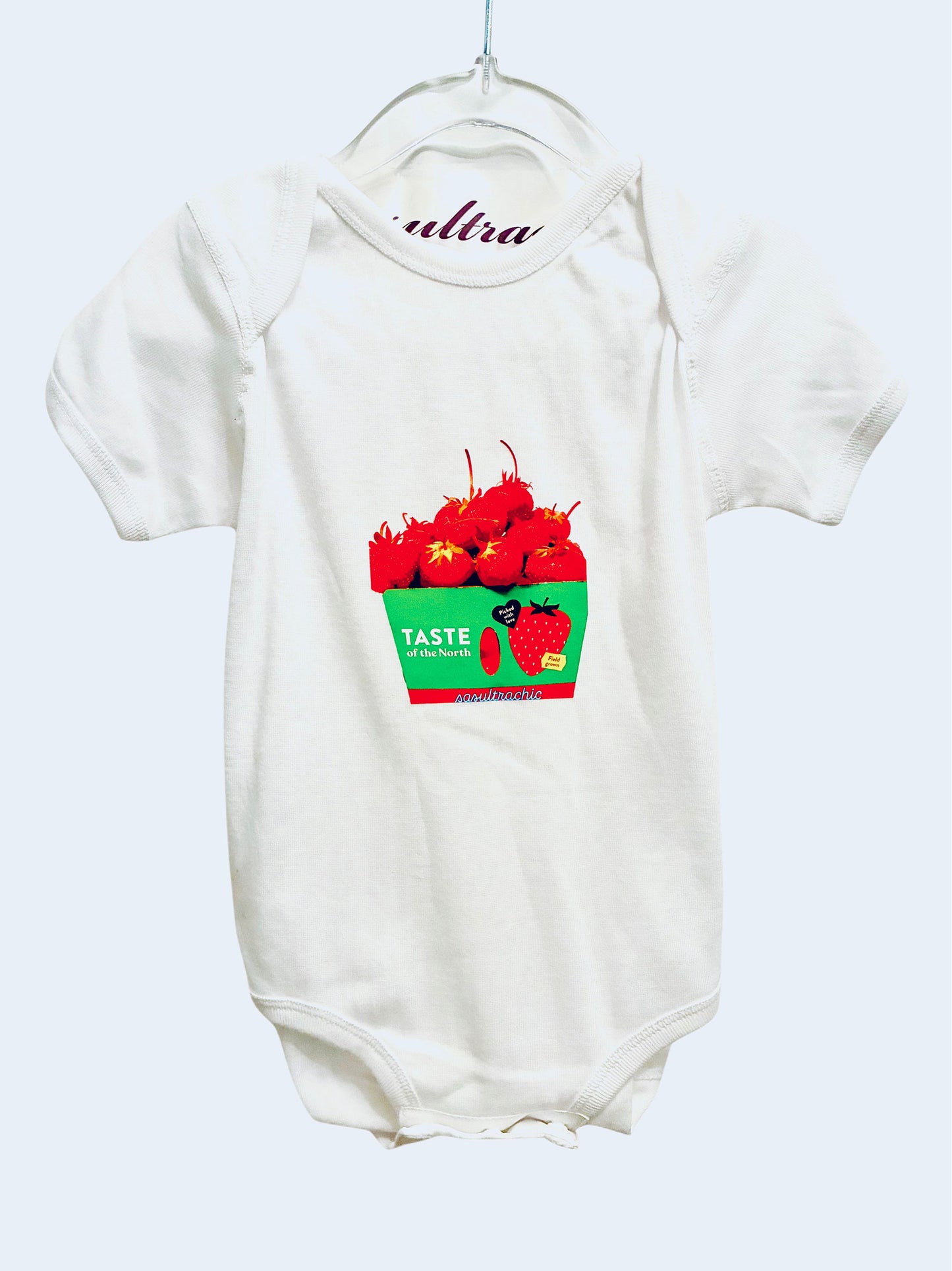 Red Strawberry Onesie - White