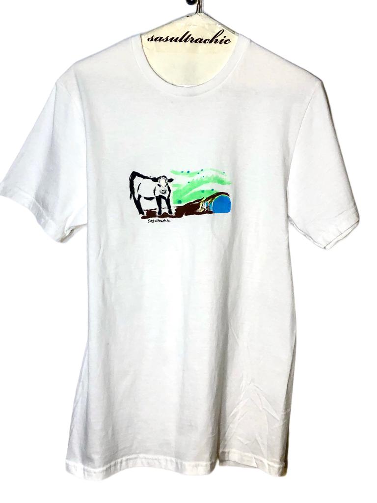 Cow Print Adult Tee -  White