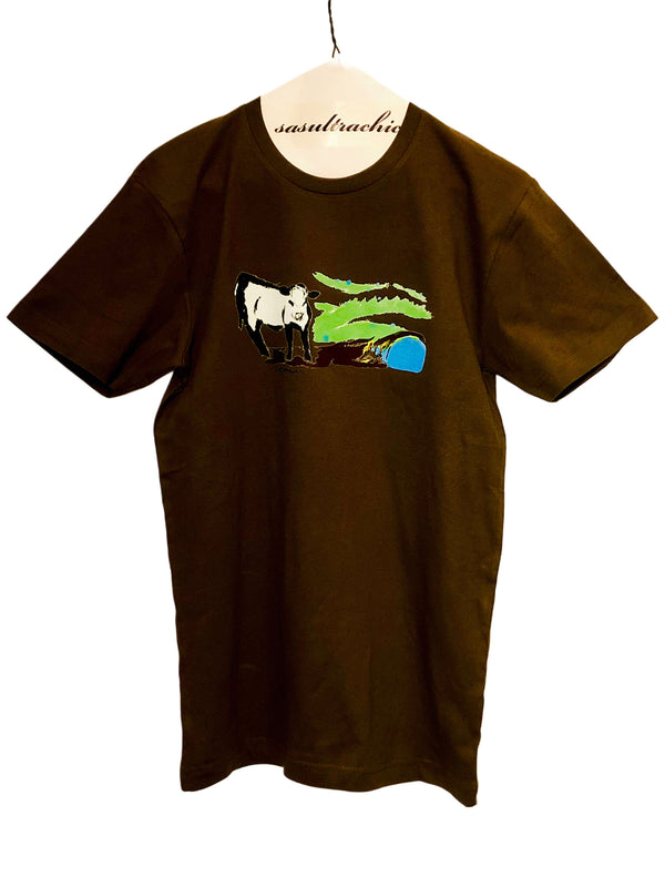 Cow Print Adult Tee - Brown