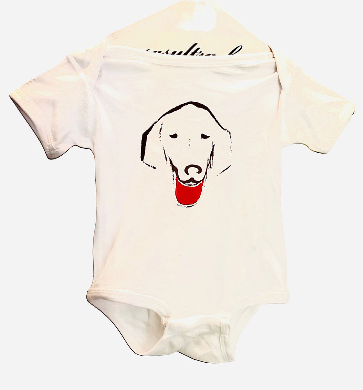 Dog Red Tongue Onesie - White