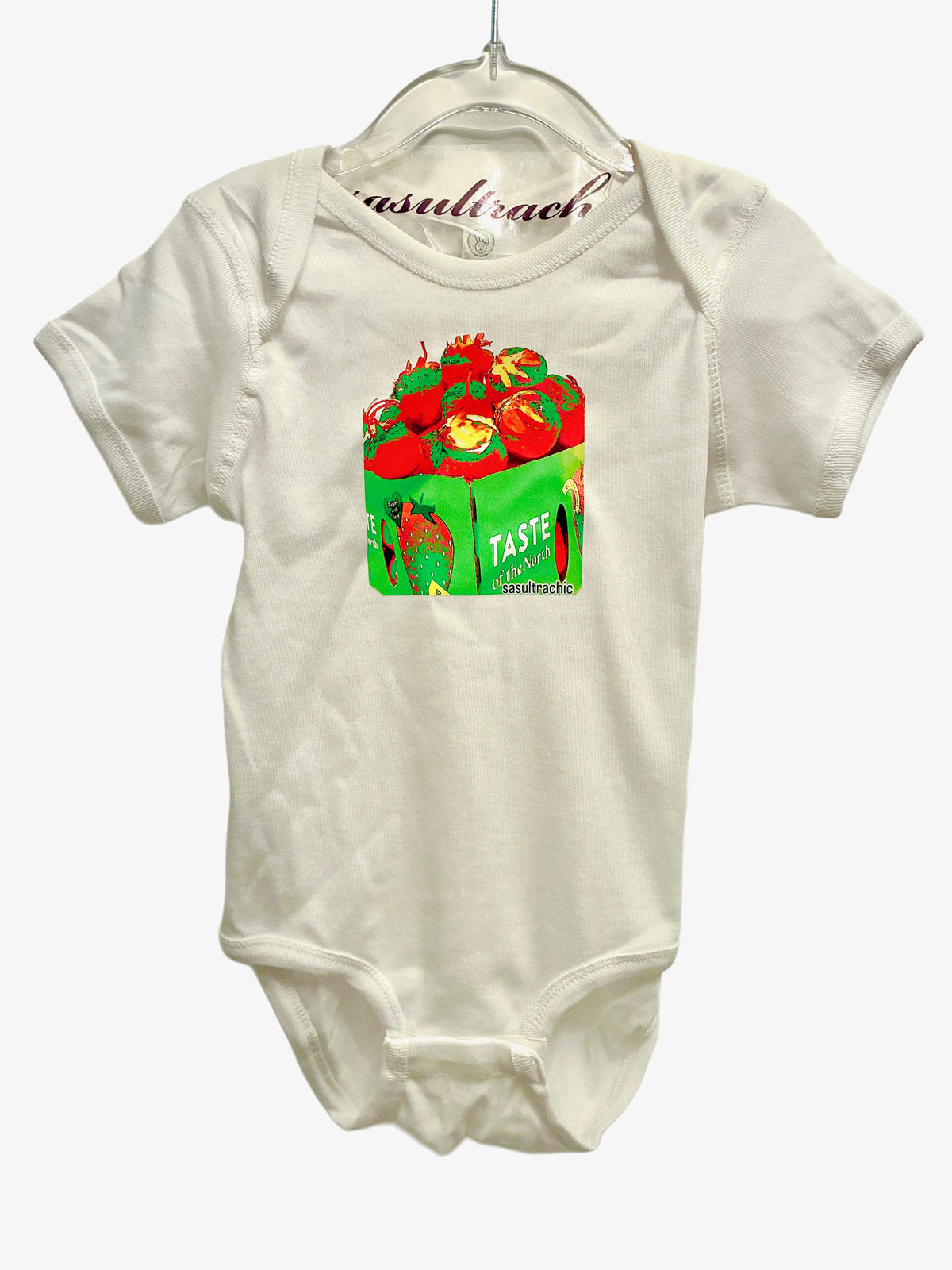 Green Strawberry Onesie - White