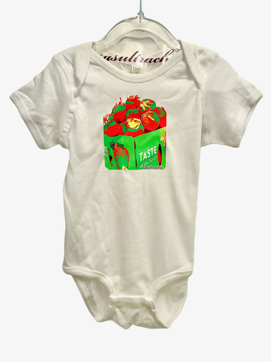 Green Strawberry Onesie - White