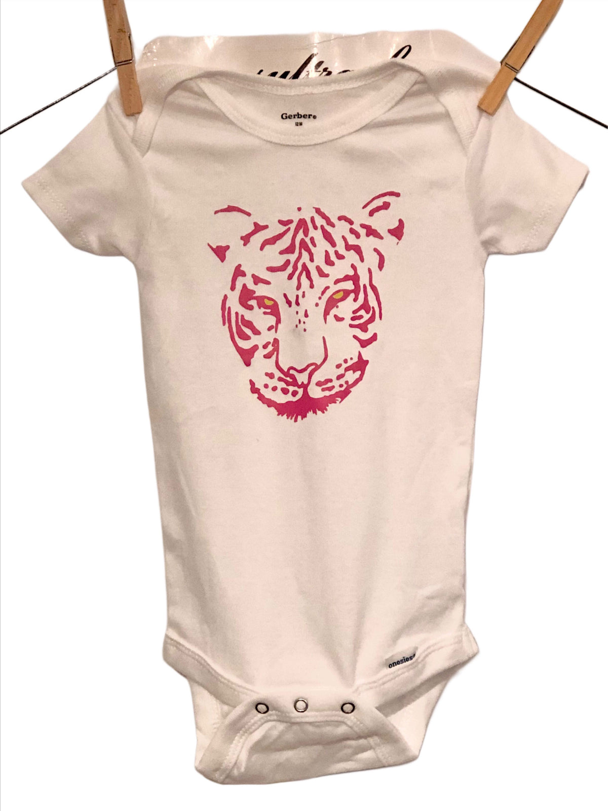 Pink Tiger Onesie - White
