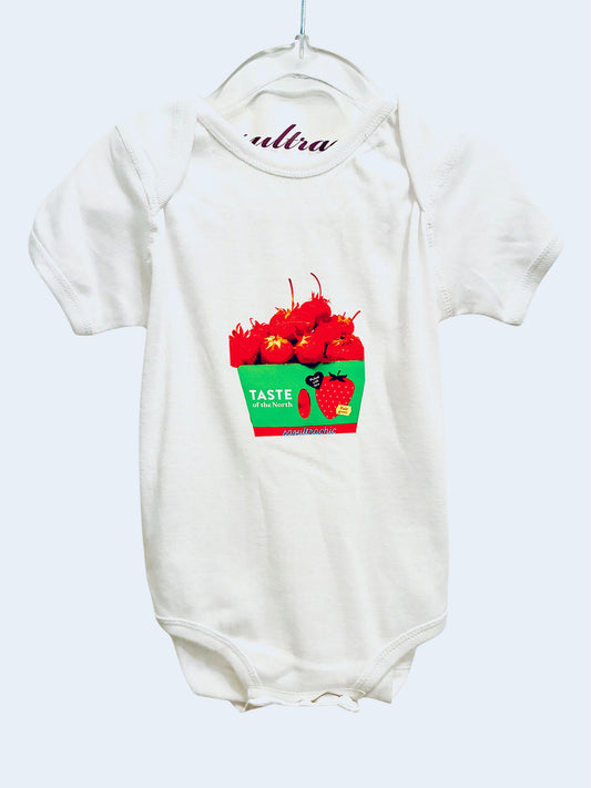Red Strawberry Onesie - White